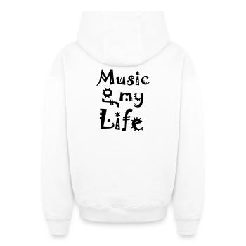 Music of my Life - Oversized Heavyweight Unisex Zip Hoodie - white - Back - AI Model Male 178 light (178cm)