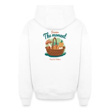 Autumn Basket - Oversized Heavyweight Unisex Zip Hoodie - white - Back - AI Model Male 178 light (178cm)