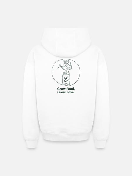 Ekologisk trädgårdsodling, hållbart jordbruk - Hoodie unisex med dragkedja oversize kraftig - vit