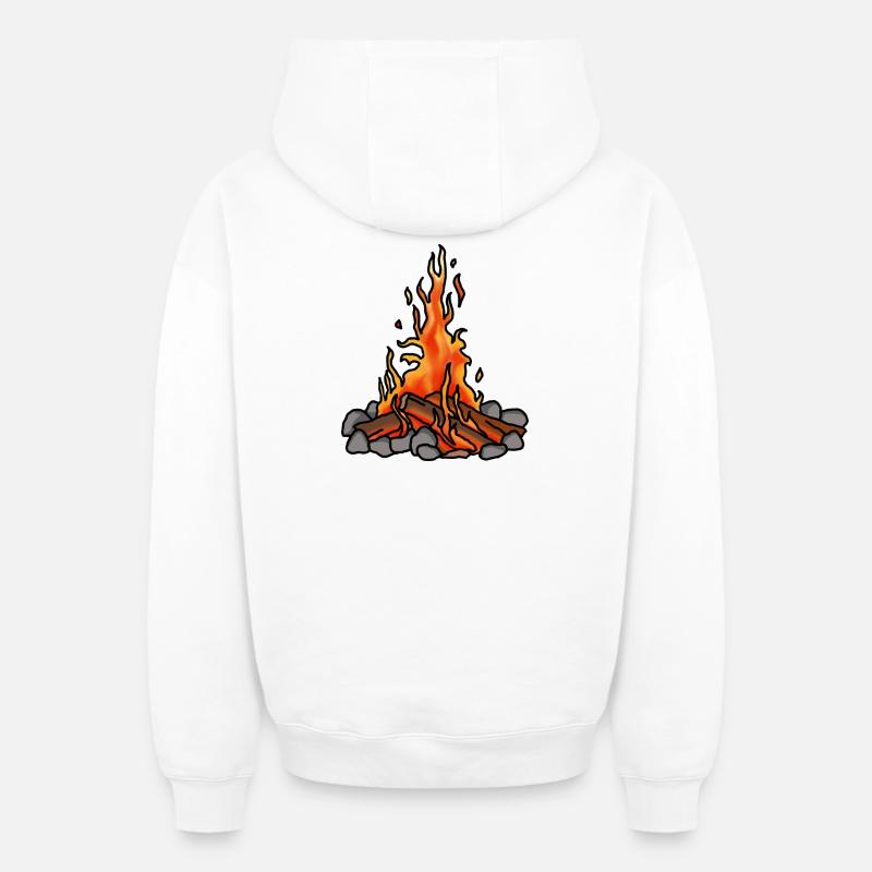 Feu de camp - Sweat à capuche unisexe zippé oversize épais SPREAD - blanc
