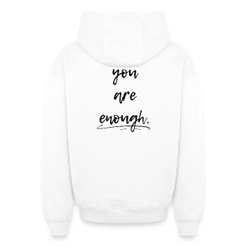 You are enough, you are enough - Oversized Heavyweight Unisex Zip Hoodie - white - Back - AI Model Male 178 light (178cm)