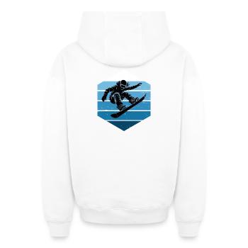 Snowboard Liebe zum Anziehen für Frauen - Oversized Heavyweight Unisex Zip Hoodie - Weiß - Hinten - AI Model Male 178 light (178cm)