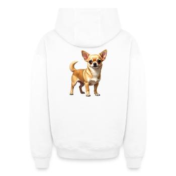 Fawn Chihuahua - Oversized Heavyweight Unisex Zip Hoodie - white - Back - AI Model Male 178 light (178cm)