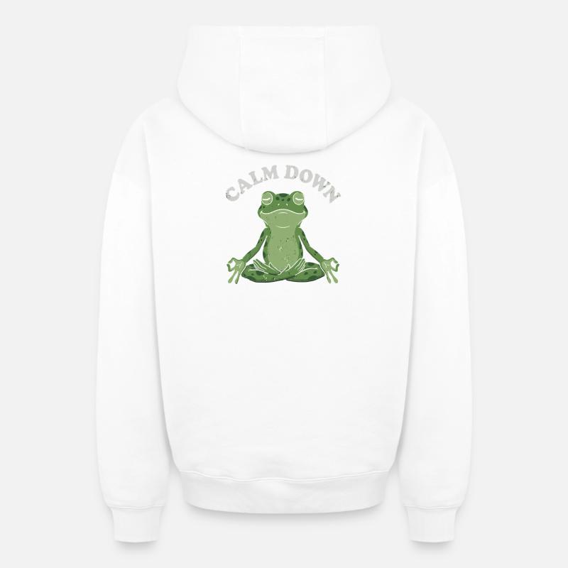 Pose de méditation du Petit Crapaud - Sweat à capuche unisexe zippé oversize épais SPREAD - blanc