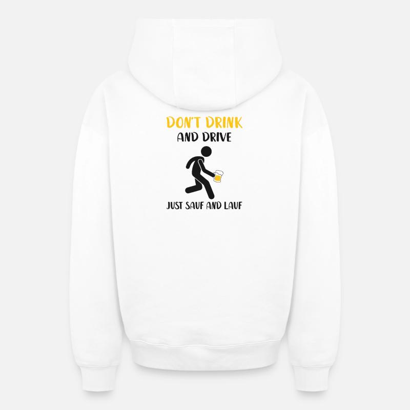 Boire et courir - Sweat à capuche unisexe zippé oversize épais SPREAD - blanc