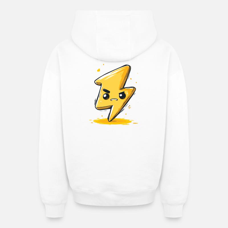 Dessin animé Kawaii Lightning Arrow - Sweat à capuche unisexe zippé oversize épais SPREAD - blanc