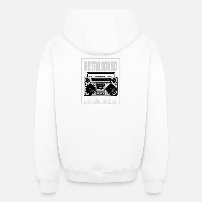 Boombox sonore rétro - Sweat à capuche unisexe zippé oversize épais SPREAD - blanc