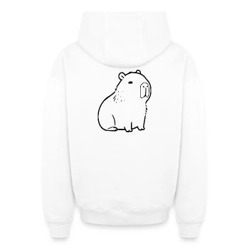 Capybara Wasserschwein schwarz - Oversized Heavyweight Unisex Zip Hoodie - Weiß - Hinten - AI Model Male 178 light (178cm)