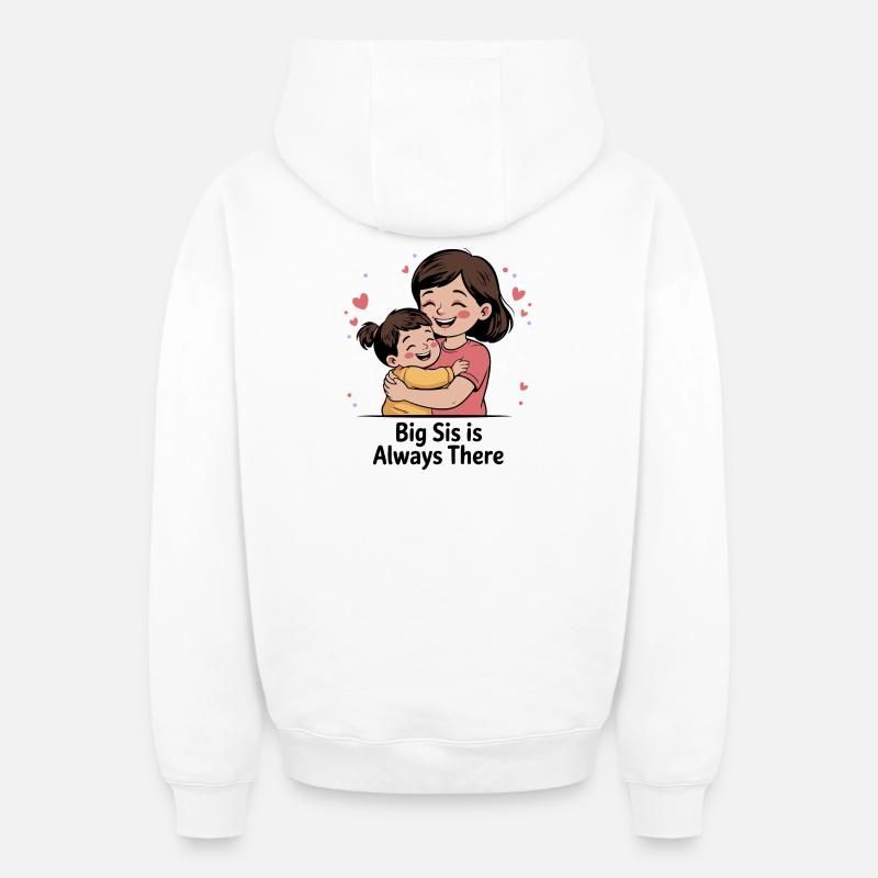 Tendre étreinte de grande sœur - Sweat à capuche unisexe zippé oversize épais SPREAD - blanc