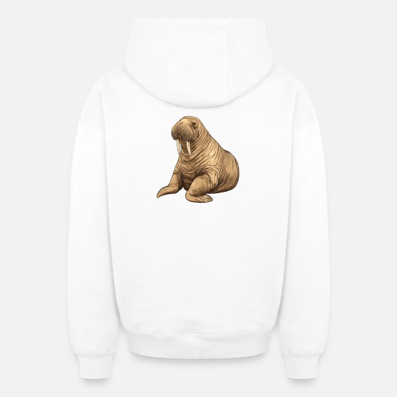 Morse - Sweat à capuche unisexe zippé oversize épais SPREAD - blanc