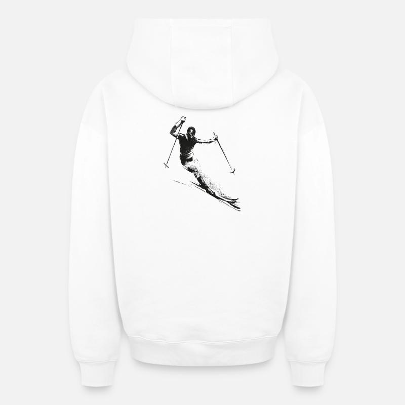 Rétro Skier - Sweat à capuche unisexe zippé oversize épais SPREAD - blanc