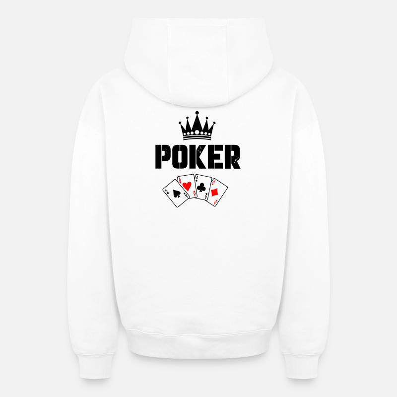 Cartes de poker - Sweat à capuche unisexe zippé oversize épais SPREAD - blanc