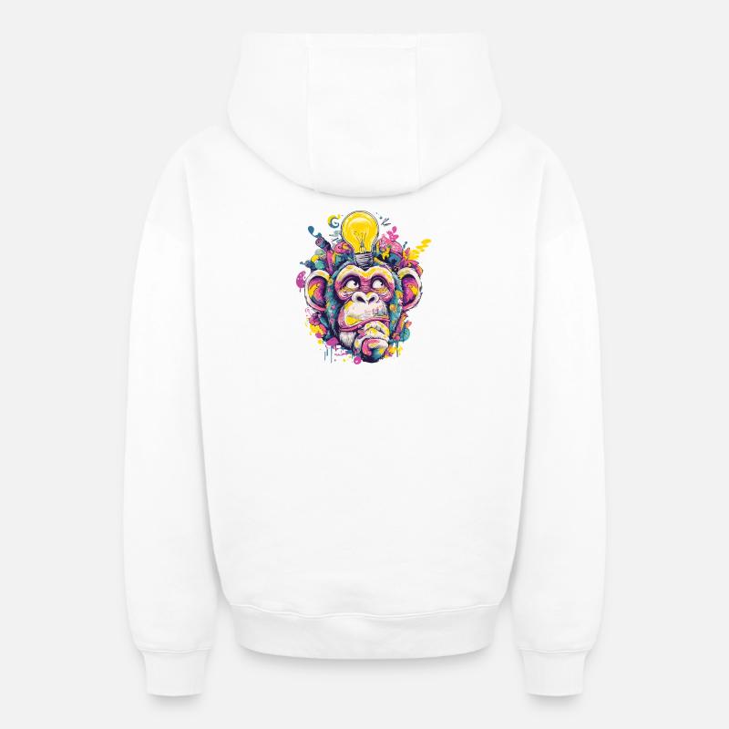 Leuchtender Affe Graffiti - Oversized Heavyweight Unisex Zip Hoodie - Weiß