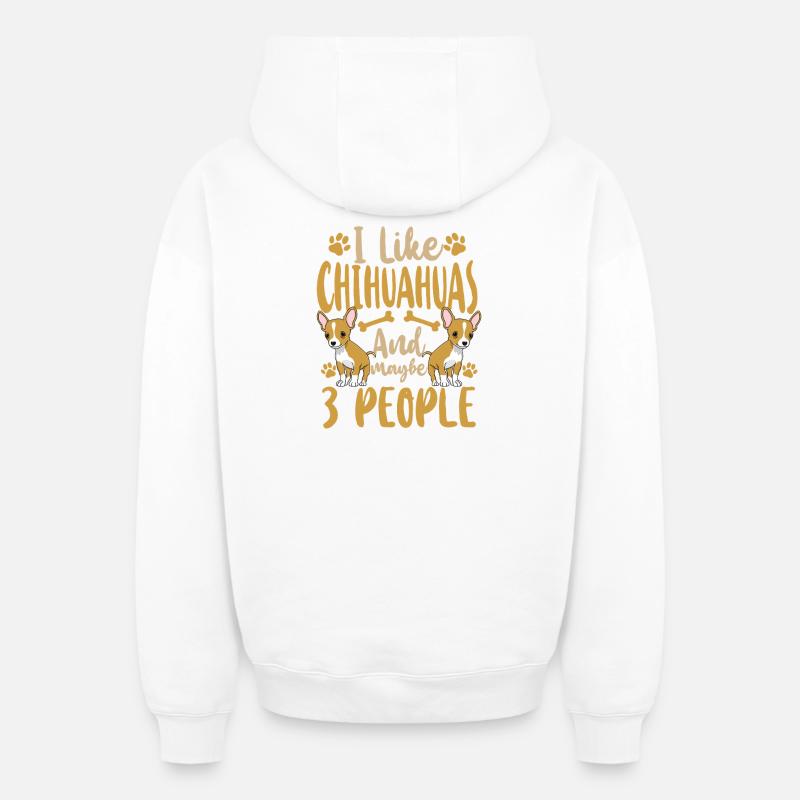 Chihuahua Chihuahueño J’aime bien - Sweat à capuche unisexe zippé oversize épais SPREAD - blanc