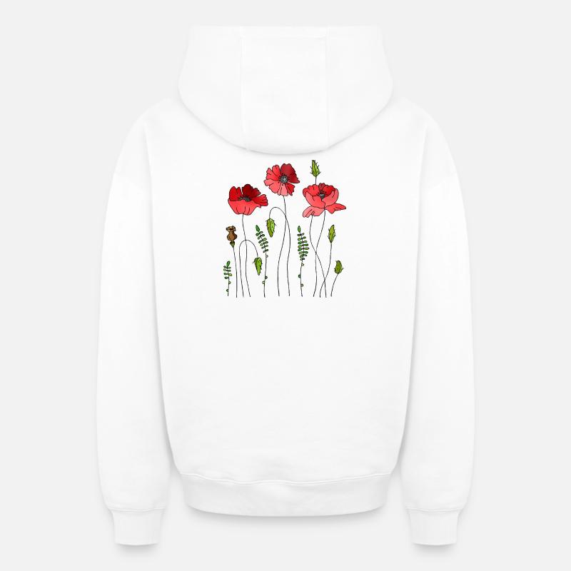 Fleur - Sweat à capuche unisexe zippé oversize épais SPREAD - blanc