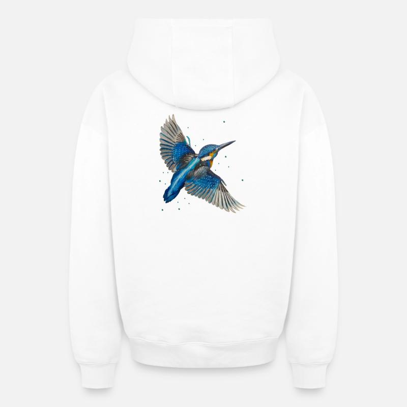 Martin-pêcheur en vol - Sweat à capuche unisexe zippé oversize épais SPREAD - blanc