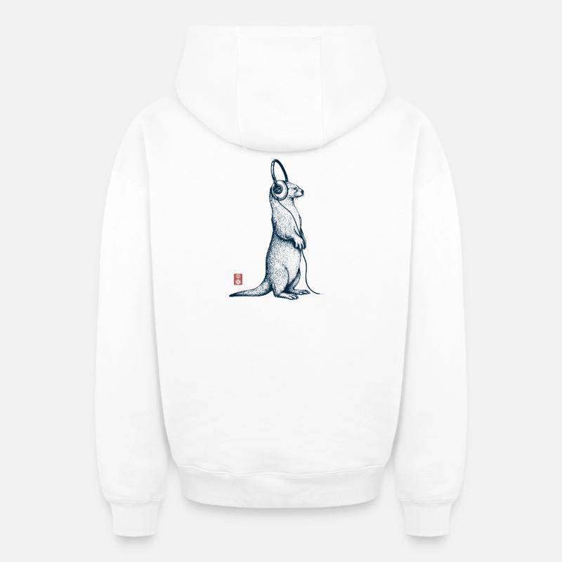 Music Otter - Sweat à capuche unisexe zippé oversize épais SPREAD - blanc