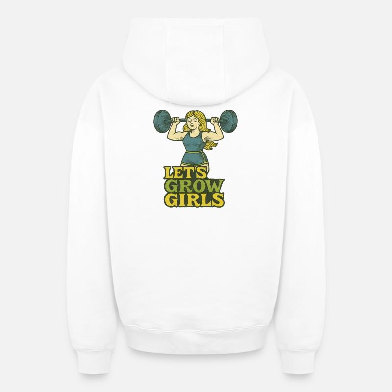 Haltérophilie des filles Faisons grandir - Sweat à capuche unisexe zippé oversize épais SPREAD - blanc