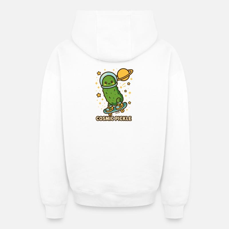Kosmische Gurke auf Skateboard - Oversized Heavyweight Unisex Zip Hoodie - Weiß
