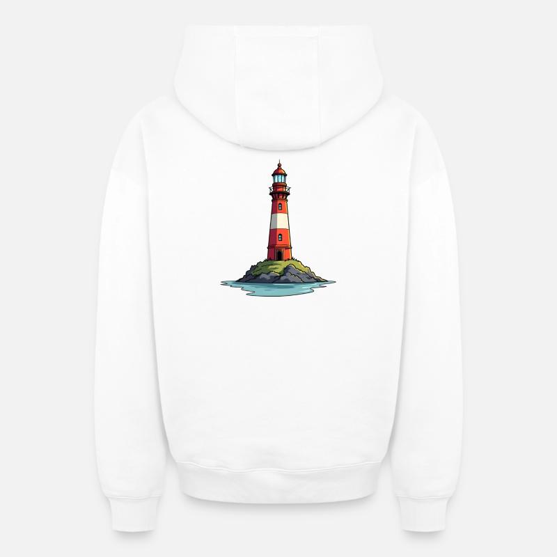 phare - Sweat à capuche unisexe zippé oversize épais SPREAD - blanc