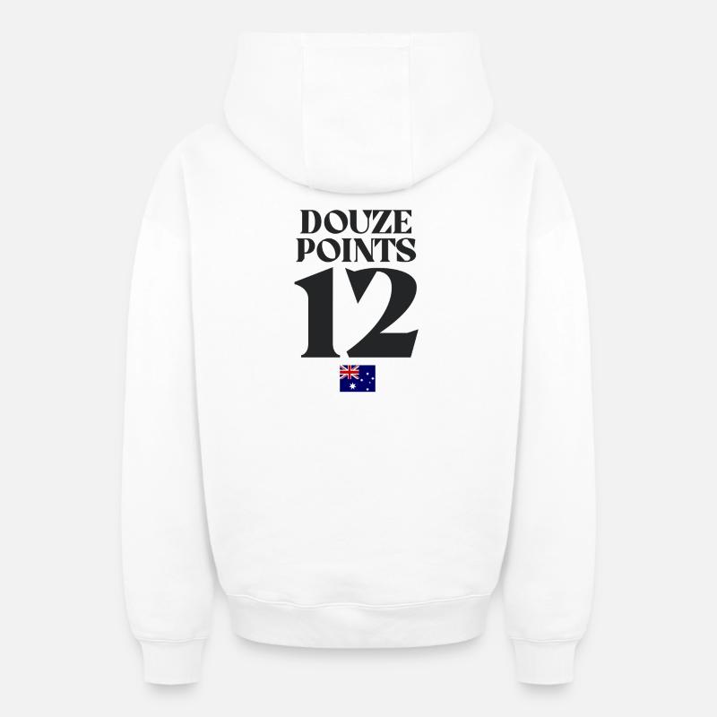 Douze Points Australie Eurovision - Sweat à capuche unisexe zippé oversize épais SPREAD - blanc