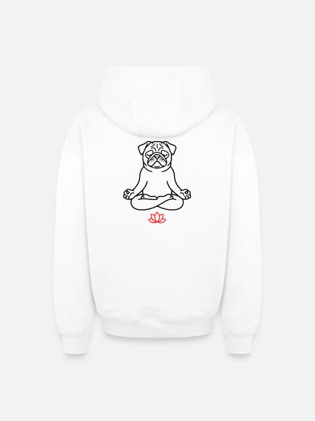 Mops Hund Zen Ausmalbild - Oversized Heavyweight Unisex Zip Hoodie - Weiß
