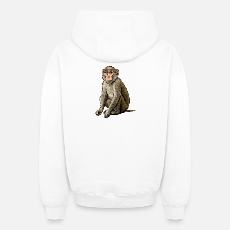Macaque Macaque - Sweat à capuche unisexe zippé oversize épais SPREAD - blanc