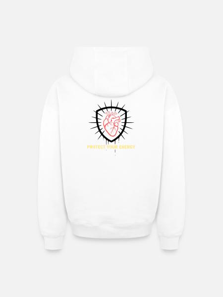 Protect Energy Heart Shield - Oversized Heavyweight Unisex Zip Hoodie - white