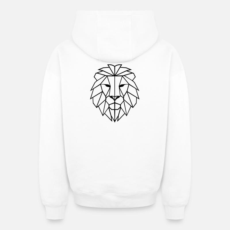 Polygone Lion - Sweat à capuche unisexe zippé oversize épais SPREAD - blanc