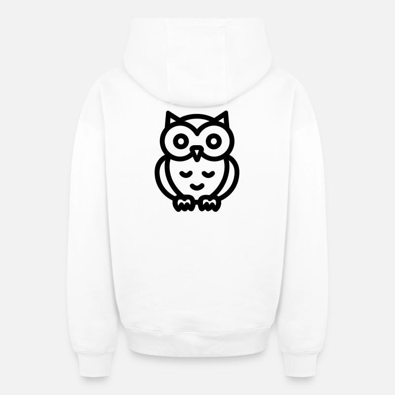 Eule - Oversized Heavyweight Unisex Zip Hoodie - Weiß