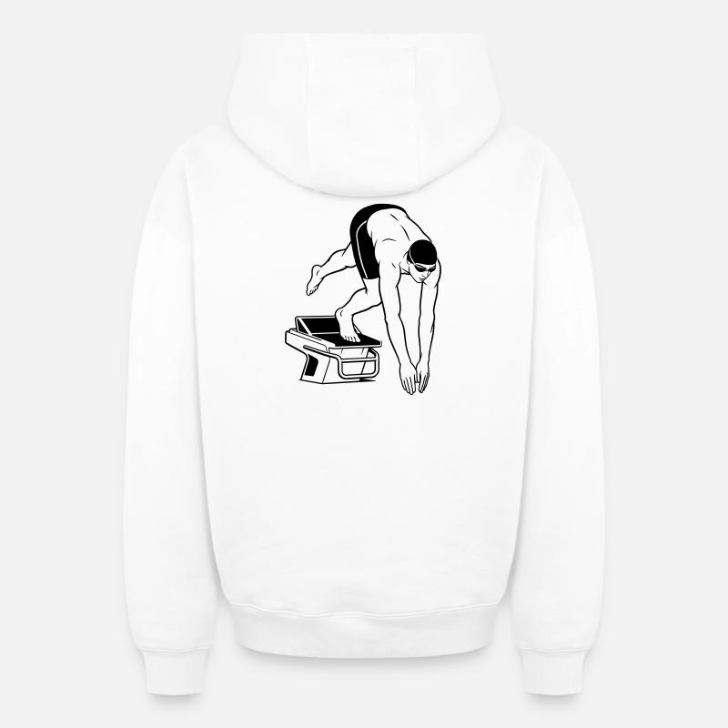 nager - Sweat à capuche unisexe zippé oversize épais SPREAD - blanc