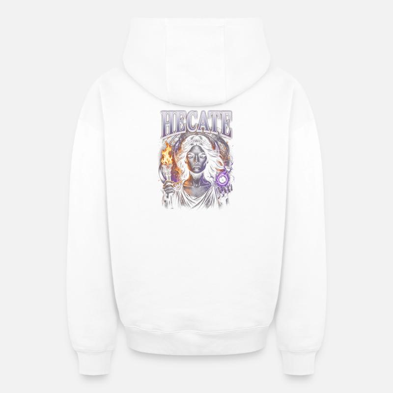 Hécate Magie du Feu Gothique - Sweat à capuche unisexe zippé oversize épais SPREAD - blanc