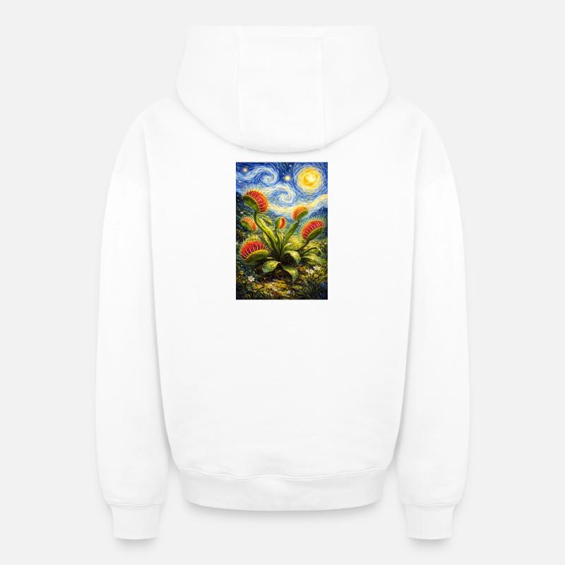 Nuit étoilée de Vénus piége-mouches - Sweat à capuche unisexe zippé oversize épais SPREAD - blanc