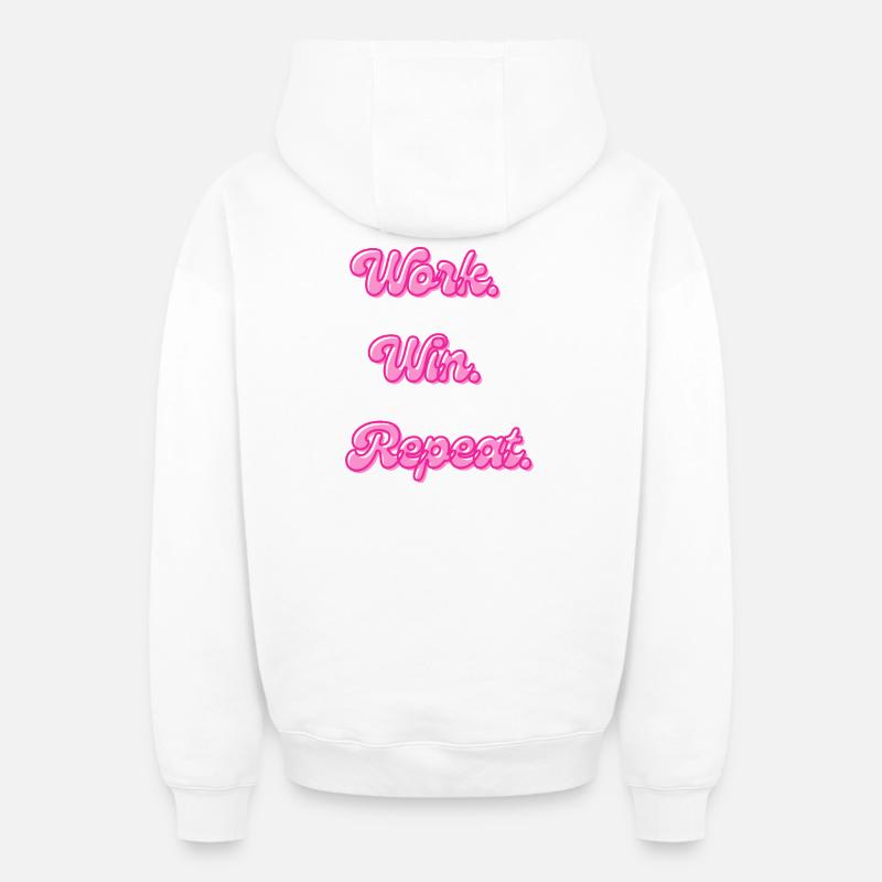Travail gagnant-gagnant Répéter | Dicton motivant - Sweat à capuche unisexe zippé oversize épais SPREAD - blanc