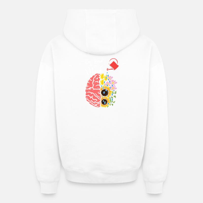Mind Bloom : Cerveau et Fleurs - Sweat à capuche unisexe zippé oversize épais SPREAD - blanc