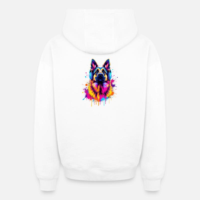Berger allemand - Sweat à capuche unisexe zippé oversize épais SPREAD - blanc