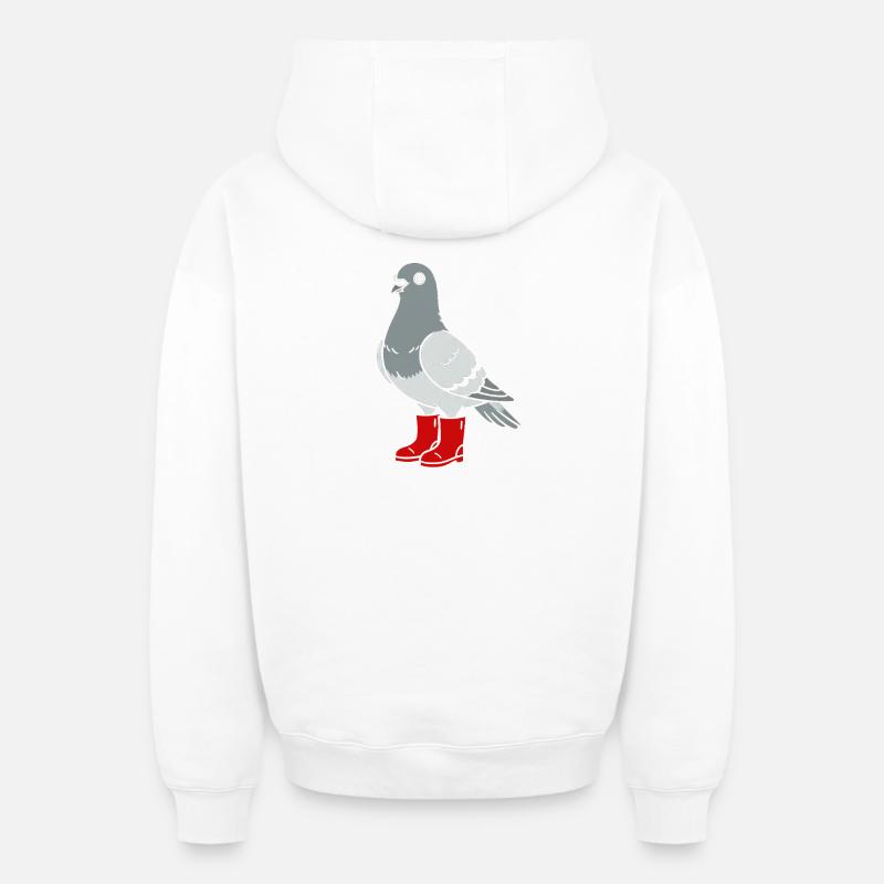 Colombe en bottes rouges - Sweat à capuche unisexe zippé oversize épais SPREAD - blanc