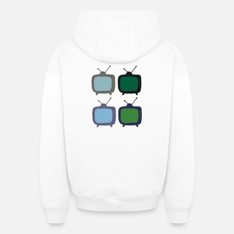 fernseher_4fach_bunt - Oversized Heavyweight Unisex Zip Hoodie - Weiß
