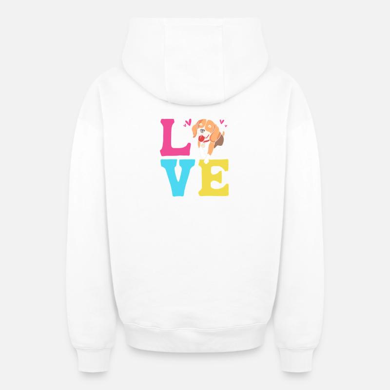 Frengle Dog - Sweat à capuche unisexe zippé oversize épais SPREAD - blanc