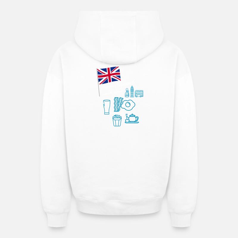 EXANGLIA (Blauer + Weißer Text) - Oversized Heavyweight Unisex Zip Hoodie - Weiß