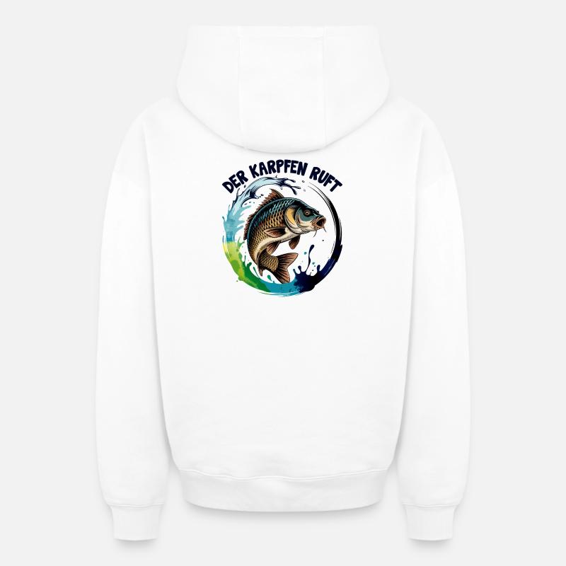 Der Karpfen ruft - Oversized Heavyweight Unisex Zip Hoodie - Weiß