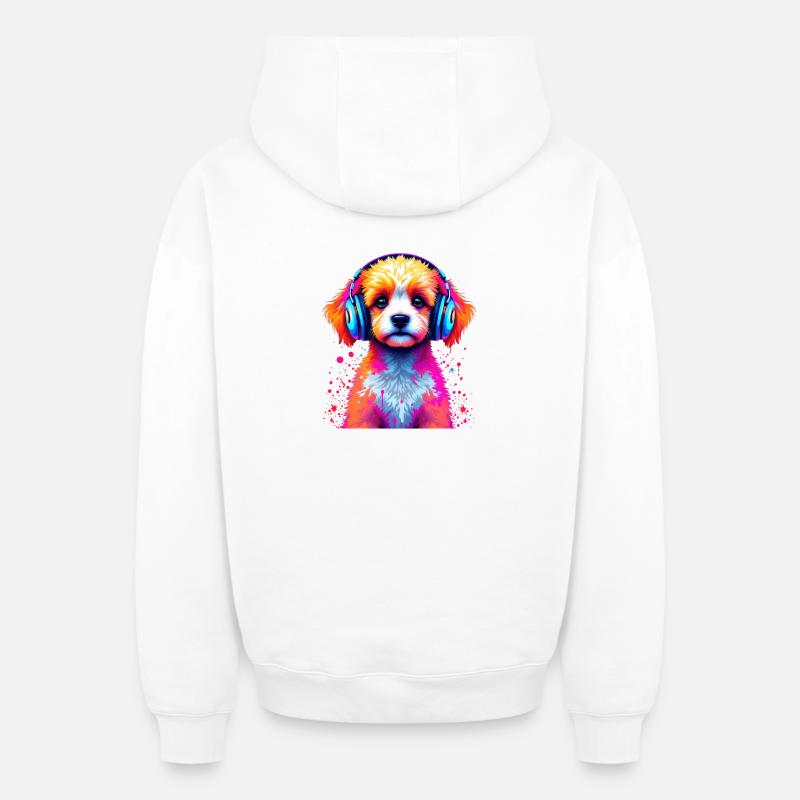 Casque Caniche - Sweat à capuche unisexe zippé oversize épais SPREAD - blanc
