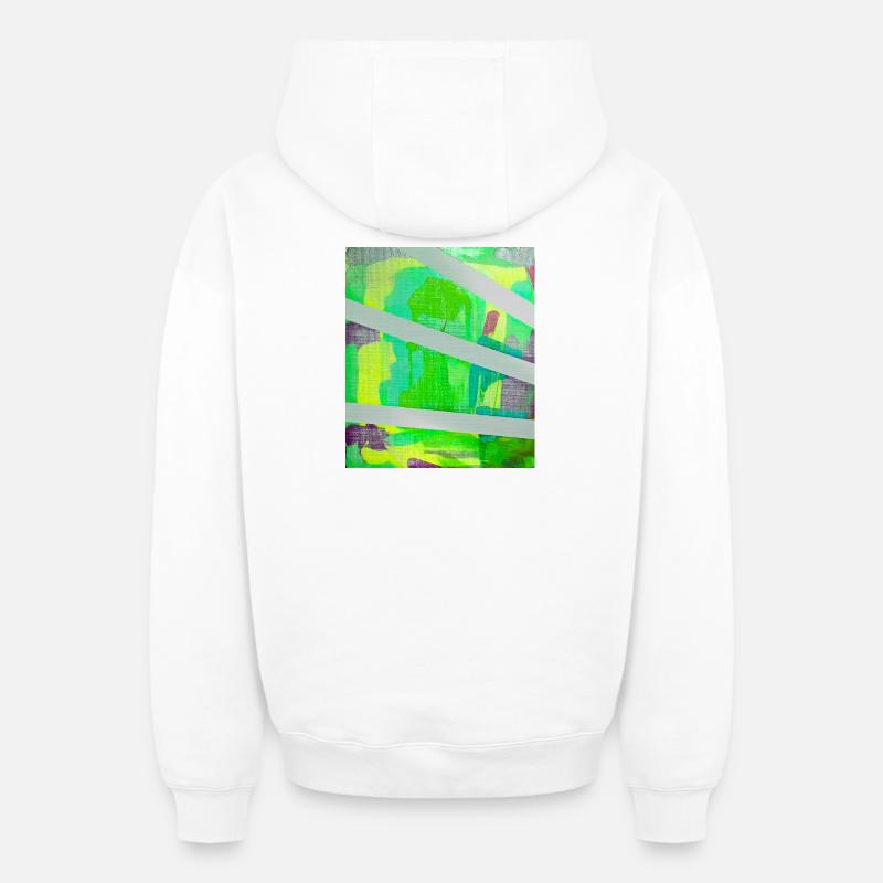 Résumé néon Kaleido - Sweat à capuche unisexe zippé oversize épais SPREAD - blanc