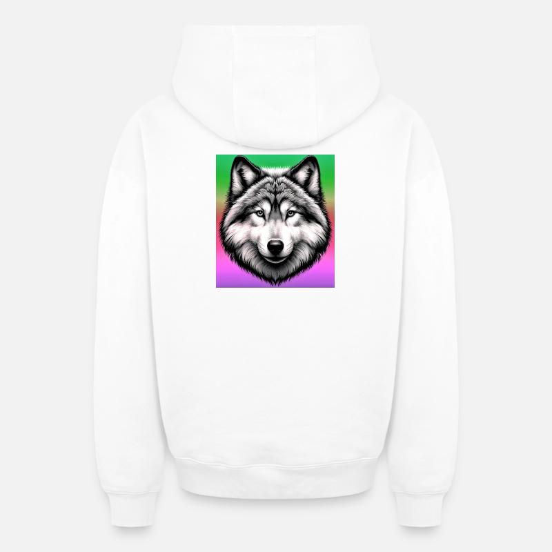 Wolf - Oversized Heavyweight Unisex Zip Hoodie - Weiß