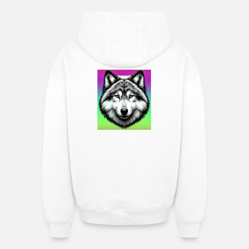 Loup - Sweat à capuche unisexe zippé oversize épais SPREAD - blanc