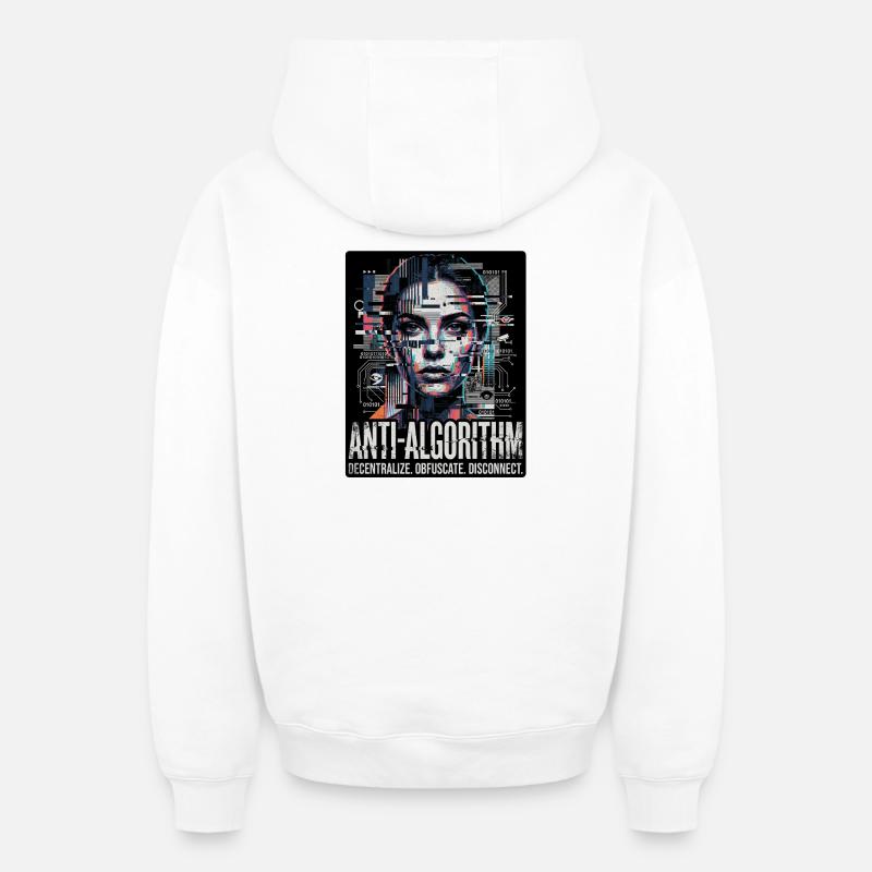 Anti Algorithme - Sweat à capuche unisexe zippé oversize épais SPREAD - blanc
