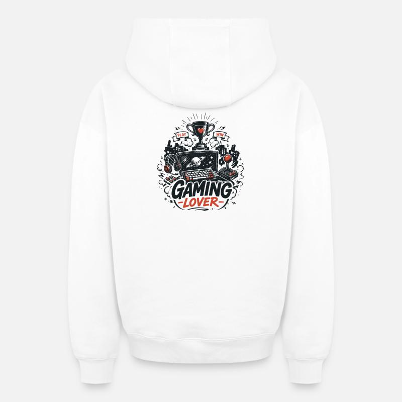 Gaming Lover Retro Controller - Oversized Heavyweight Unisex Zip Hoodie - Weiß