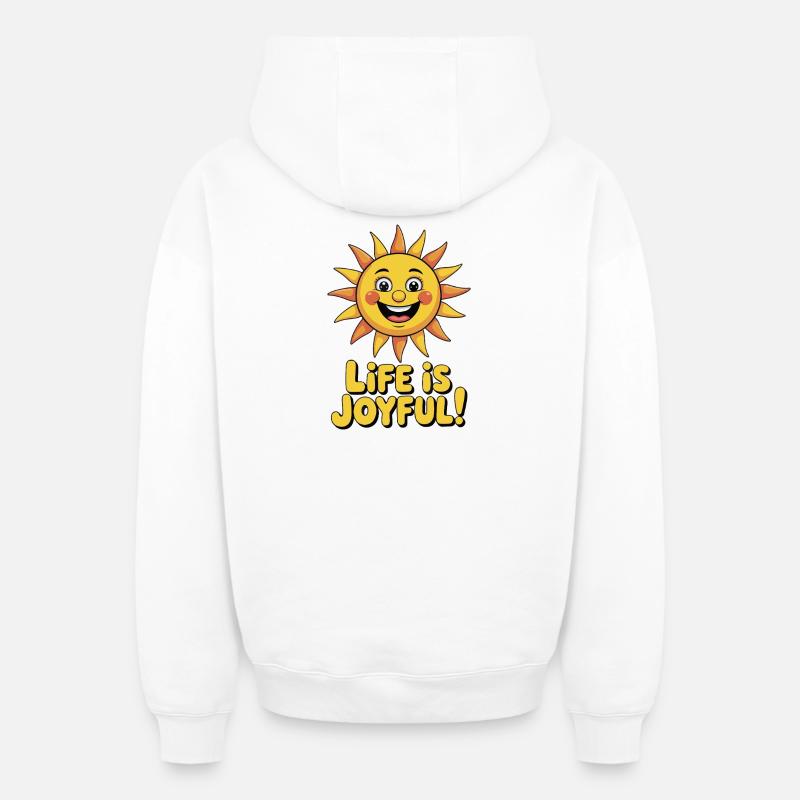 Jaune, Soleil Ensoleillé, Art Joyeux - Sweat à capuche unisexe zippé oversize épais SPREAD - blanc