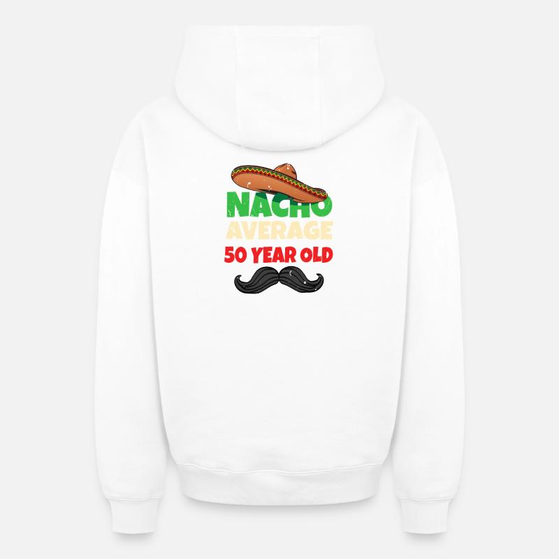 Nacho en moyenne de 50 ans - Sweat à capuche unisexe zippé oversize épais SPREAD - blanc