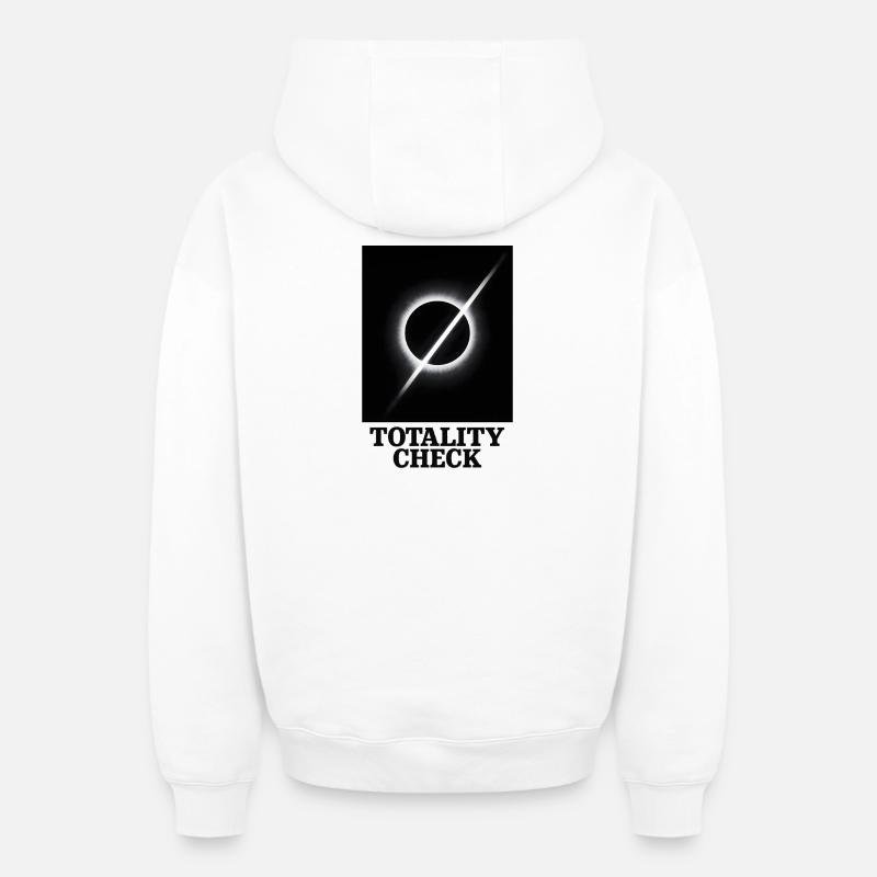 Totality checked | Eclipse - Oversized Heavyweight Unisex Zip Hoodie - white